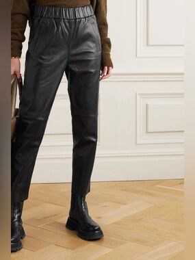 Stand Studio Noni lambs Leather Track Pants Black Size EU 36 US 4